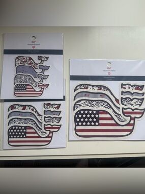 Vineyard Vines Patriotic Whale Stickers - Red, White, Blue